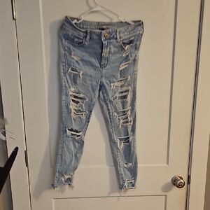 American Eagle Outfitters Light Blue Distressed Skinny Jeans